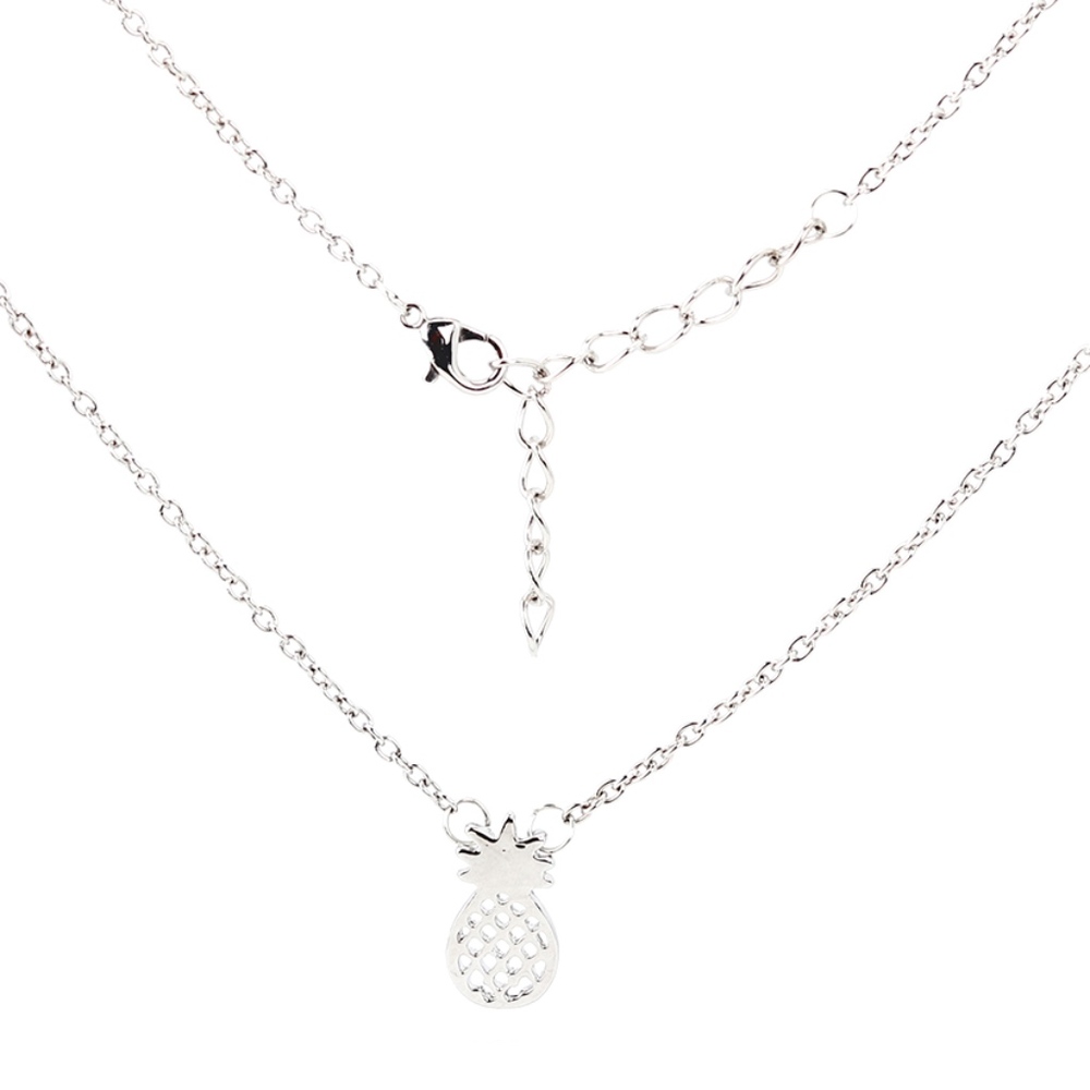 Silver Pineapple Necklace Dainty Delicate Pendant - Picture 3 of 8